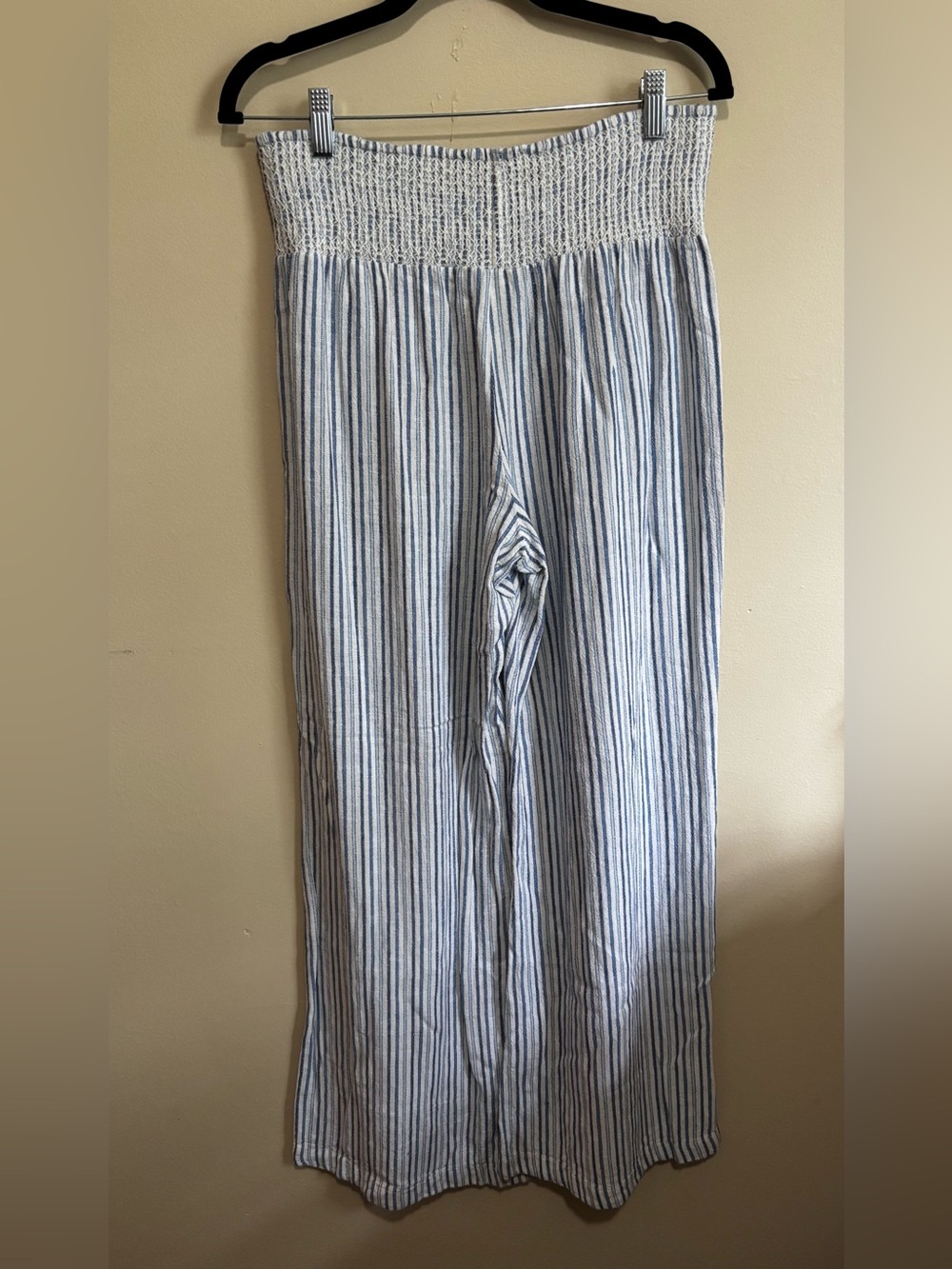 Indigo Rein Linen Blend Blue White Stripe Wide Leg Pants Size L - Picture 6 of 9